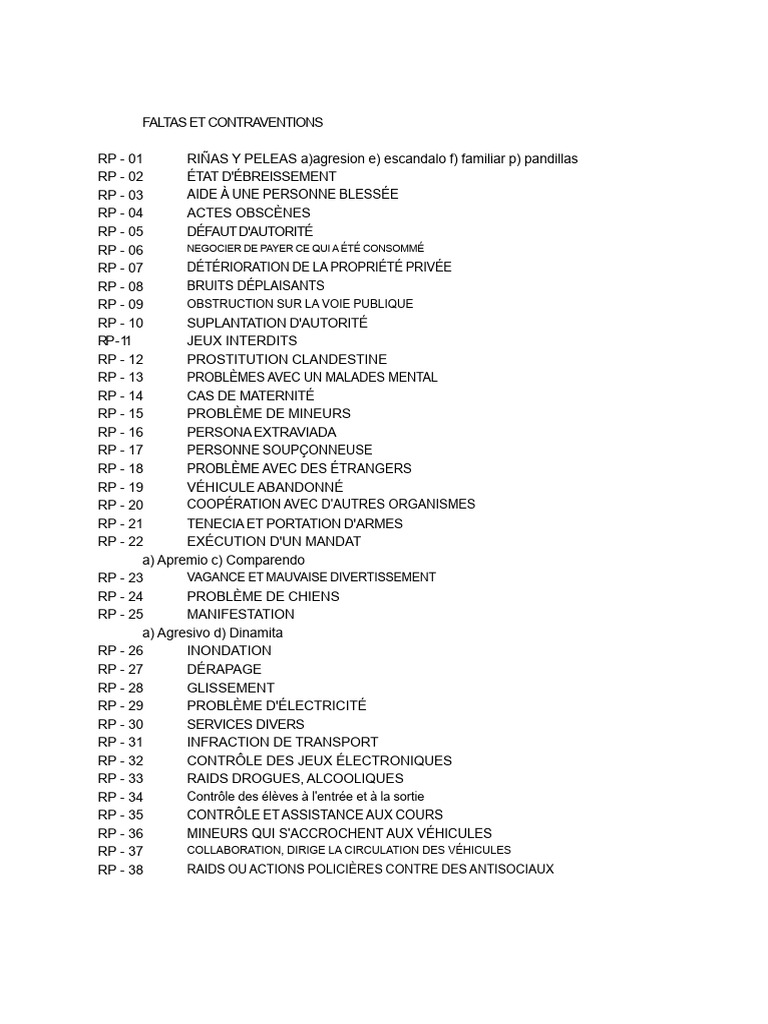 Faltas et Contraventions : Guide Complet | PDF | Police | Sécurité publique
