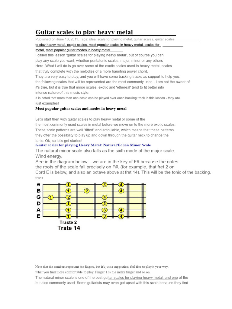 Guitar Scales for Heavy Metal Playing | PDF | Scale (Music) | Minor Scale