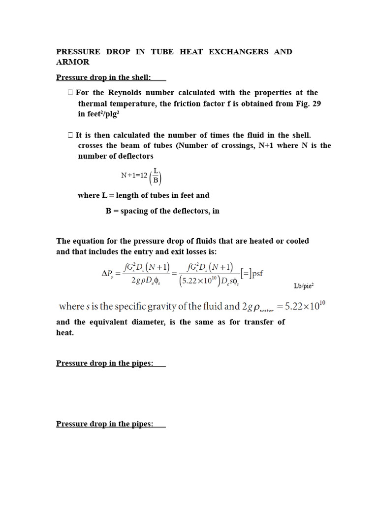 Pressure Drop in Tube Heat Exchangers | PDF | Heat Exchanger | Reynolds ...