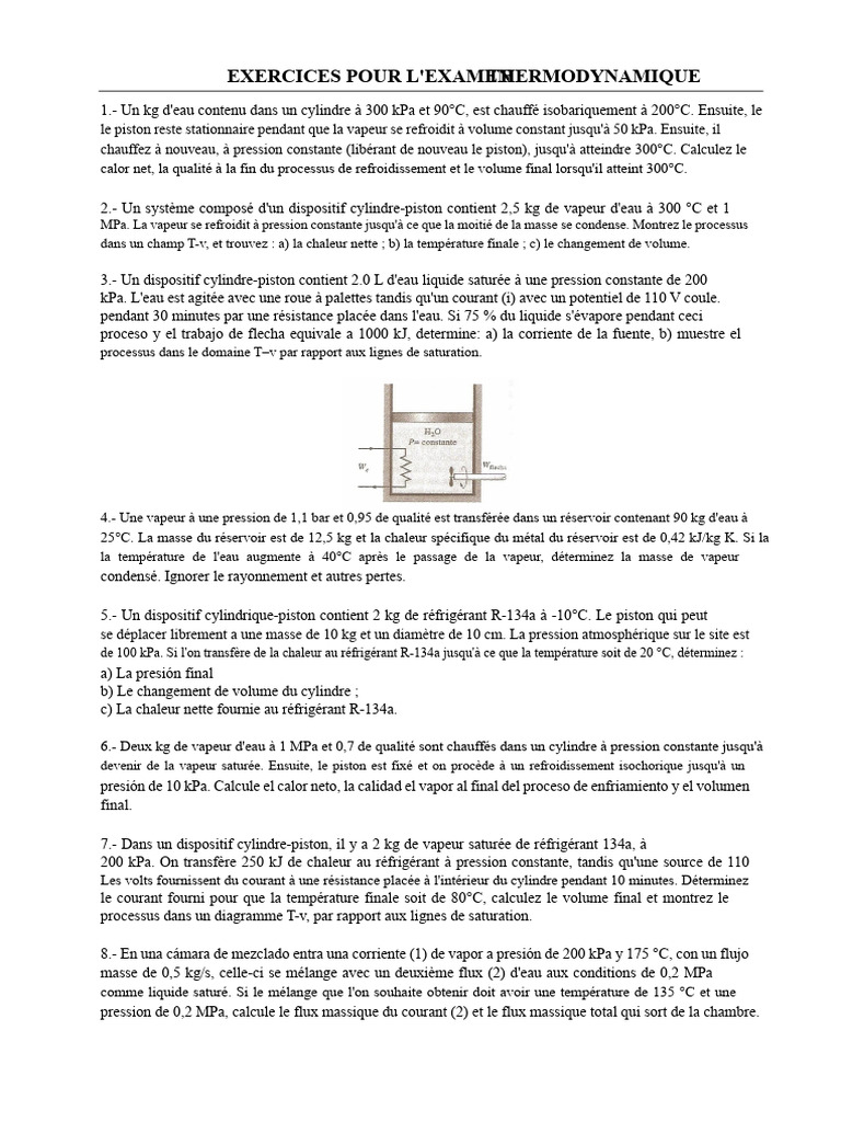 Exercices de thermodynamique avancée | PDF | Chaleur | Piston