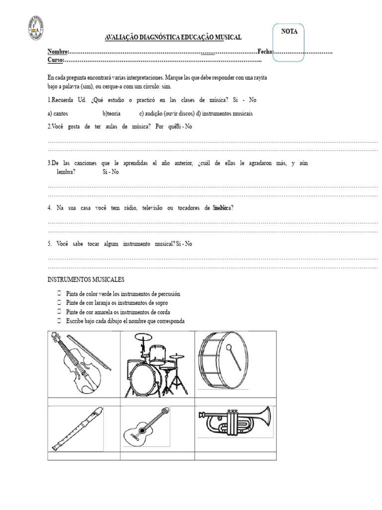 Evaluación Diagnóstica en Educación Musical | PDF