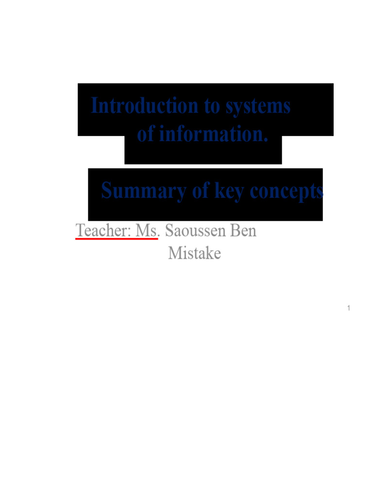 Introduction to Information Systems Concepts | PDF | System | Information