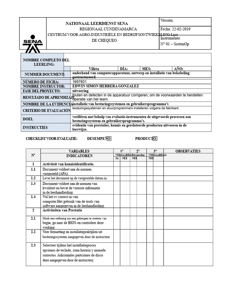 Checklist Besturingssystemen | PDF