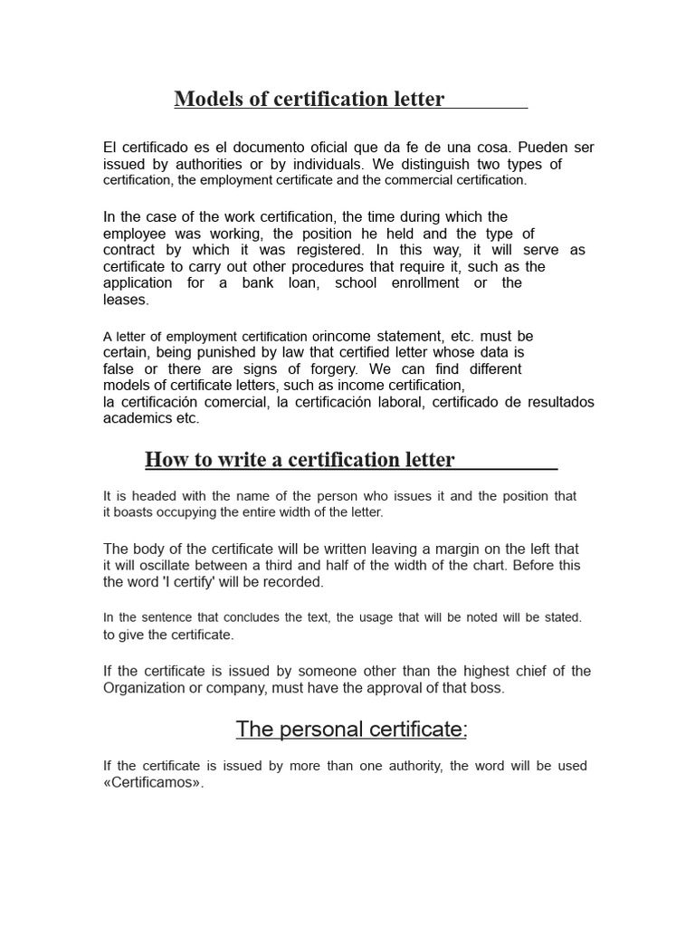 Certification Letter Models and Guidelines | PDF | Academic Degree