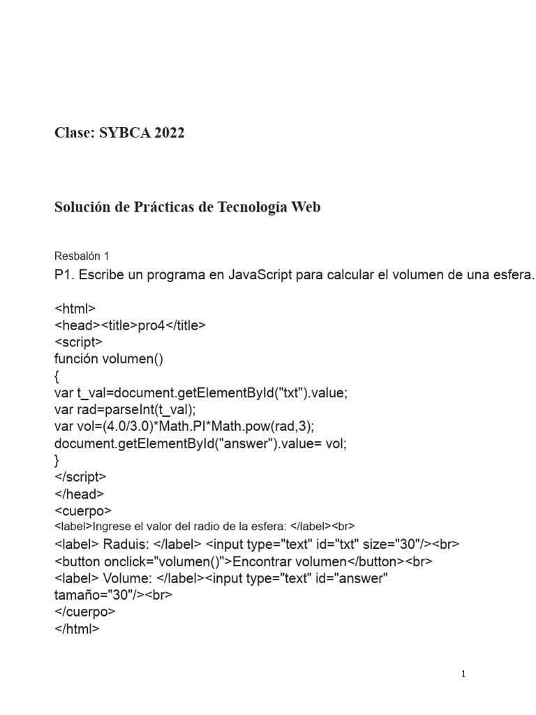 Ejercicios de JavaScript y HTML para Web | PDF | Script Java | HTML