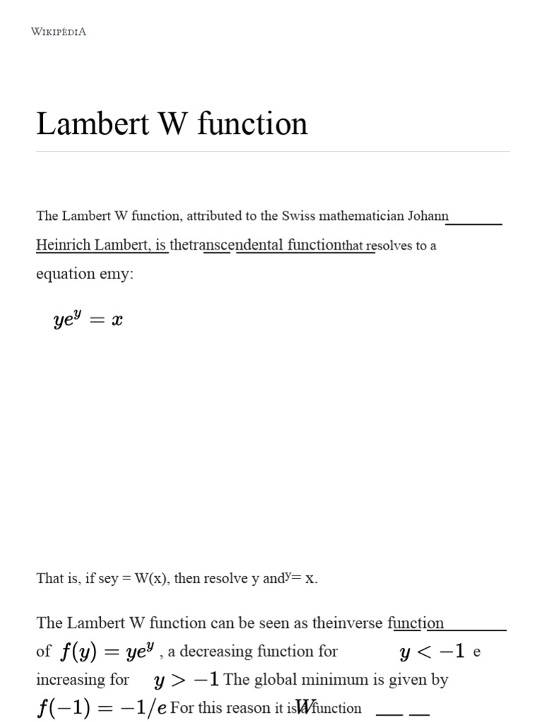 Understanding the Lambert W Function | PDF | Function (Mathematics ...
