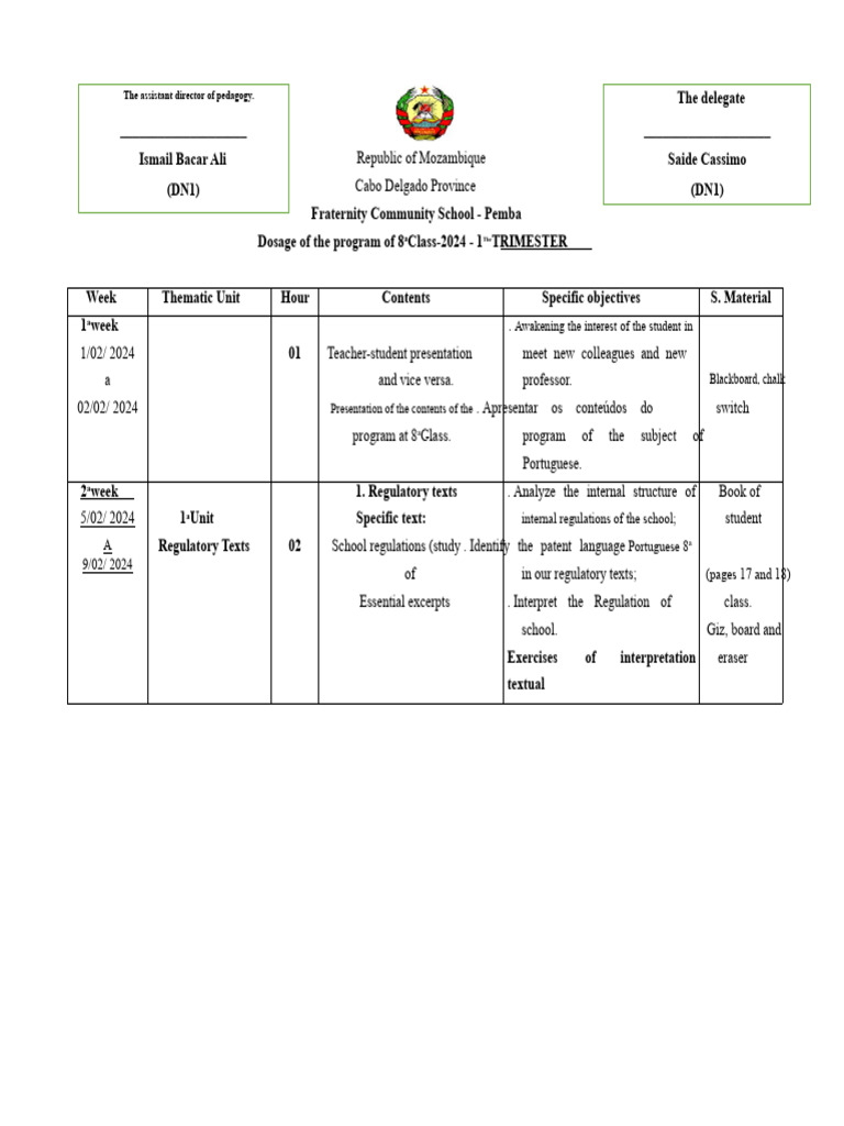 Dosage of The 8TH Grade Program | PDF | Verb | Clause