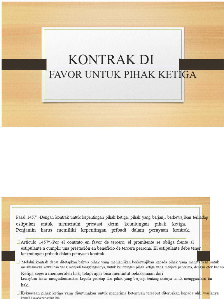 Kontrak untuk Kepentingan Pihak Ketiga | PDF