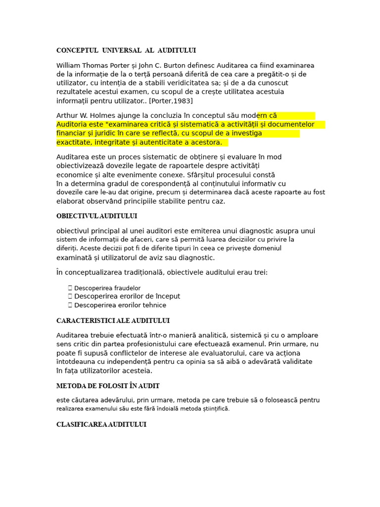 Conceptul Universal de Audit | PDF