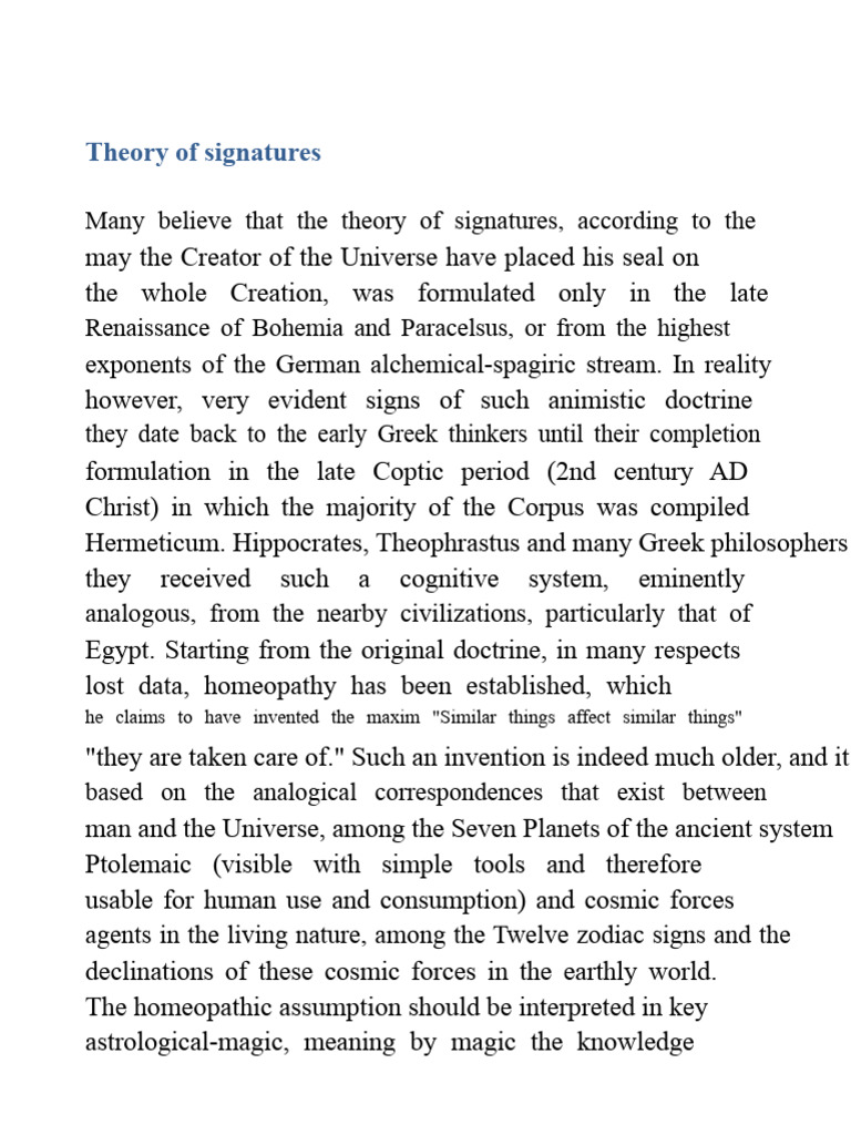 Understanding the Theory of Signatures | PDF | Astrological Sign | Taste