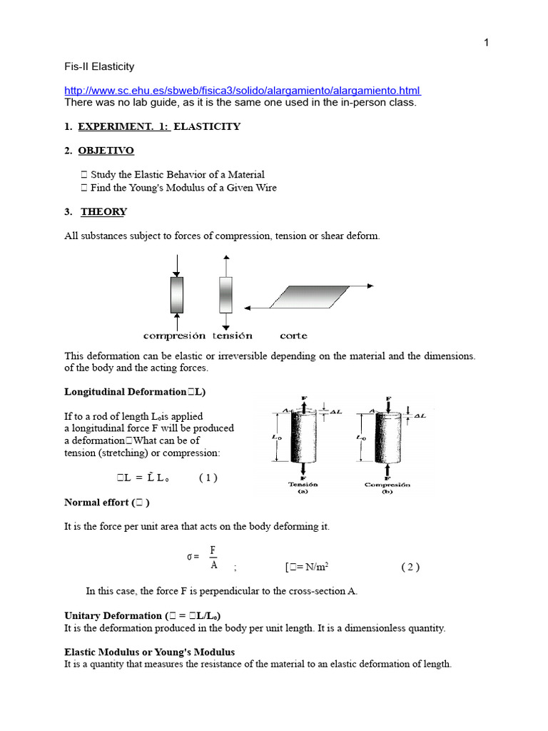 Young's Modulus and Elasticity Study | PDF | Elasticity (Physics ...
