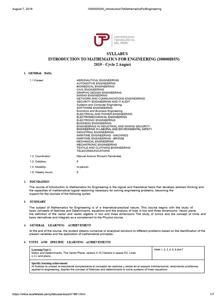 Engineering Mathematics Syllabus 2019 | PDF | Vector Space | Matrix ...
