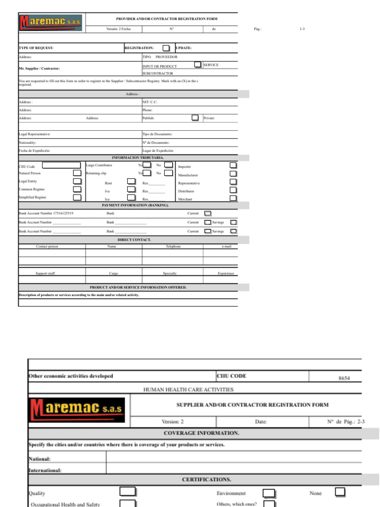 Supplier and Contractor Registration Form | PDF | Money Laundering ...