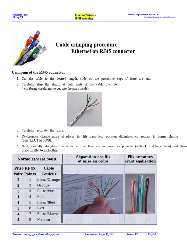 Course TR Procedure-Wiring-Rj45 | PDF | Electrical Connector | Physical ...
