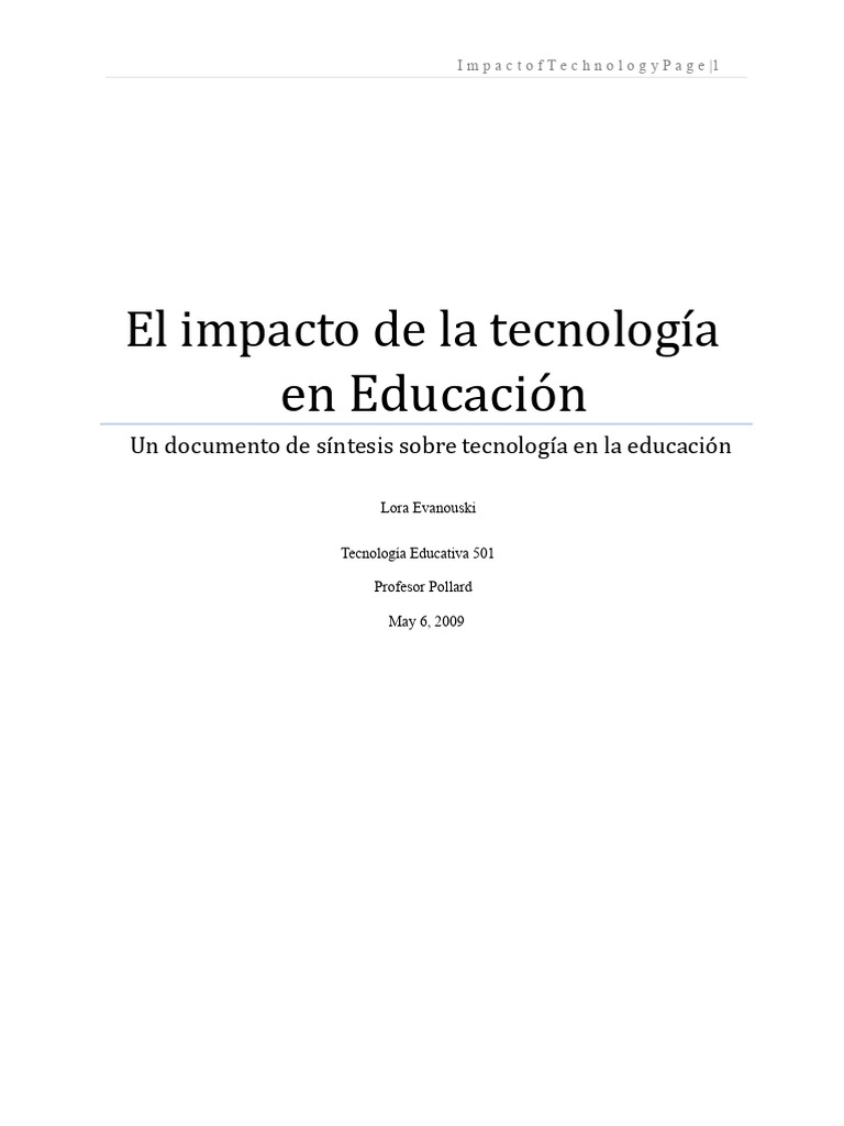 Impacto de la Tecnología en Educación | PDF | Enseñando | Aprendizaje