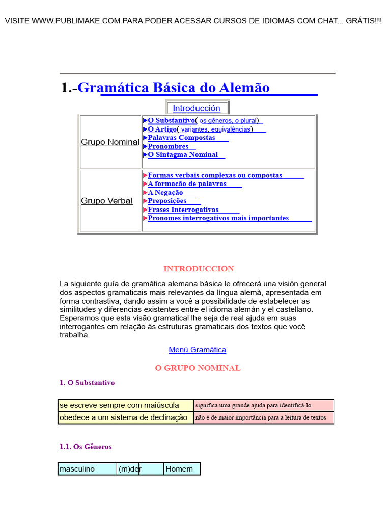Gramática Básica do Alemão: Guia Completo | PDF | Pronome | Palavra