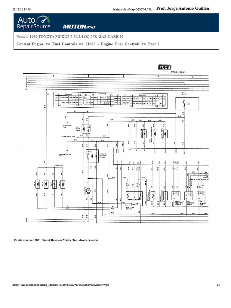 Toyota 1989 22R Schéma Du Système D'injection CTA | PDF