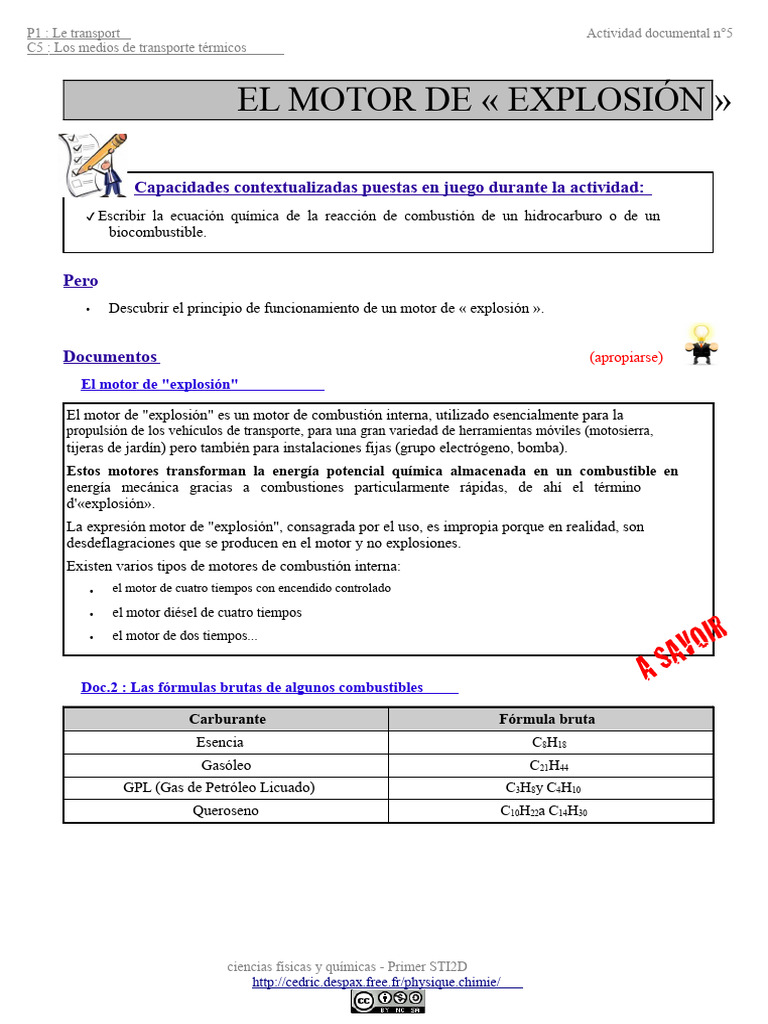 Curso Del Motor de Explosión | PDF | Combustibles | Motores