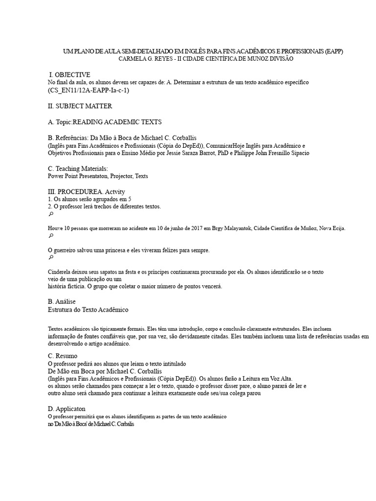 Estrutura de Textos Acadêmicos em EAPP | PDF