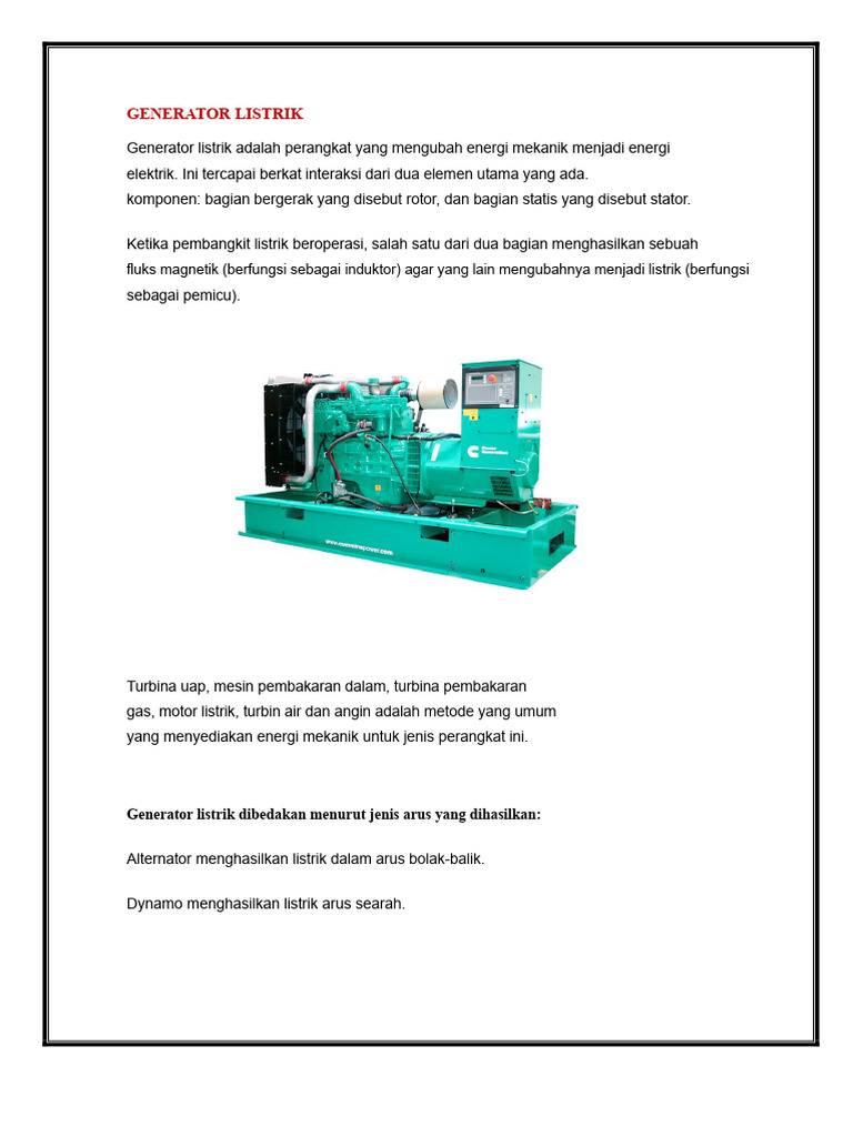 Generator Listrik Dan Alternator | PDF