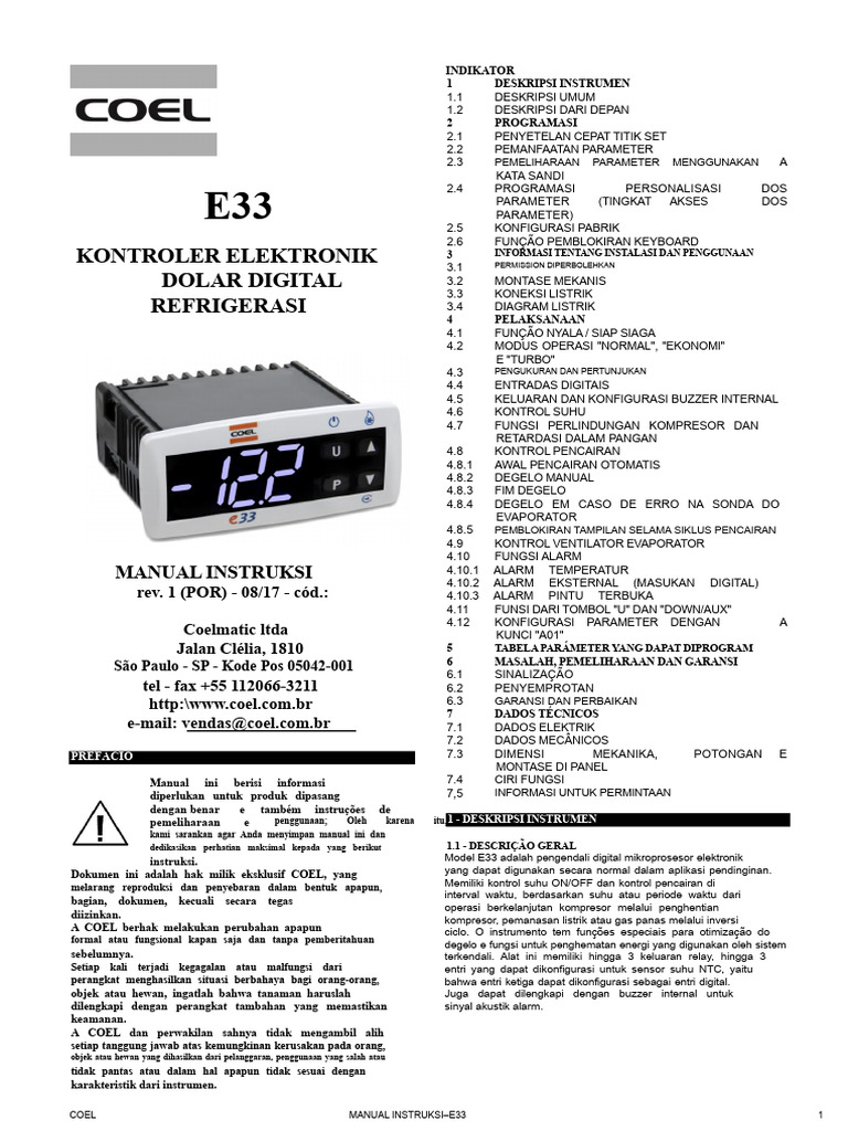 Manual Instruksi Pengendali E33 | PDF