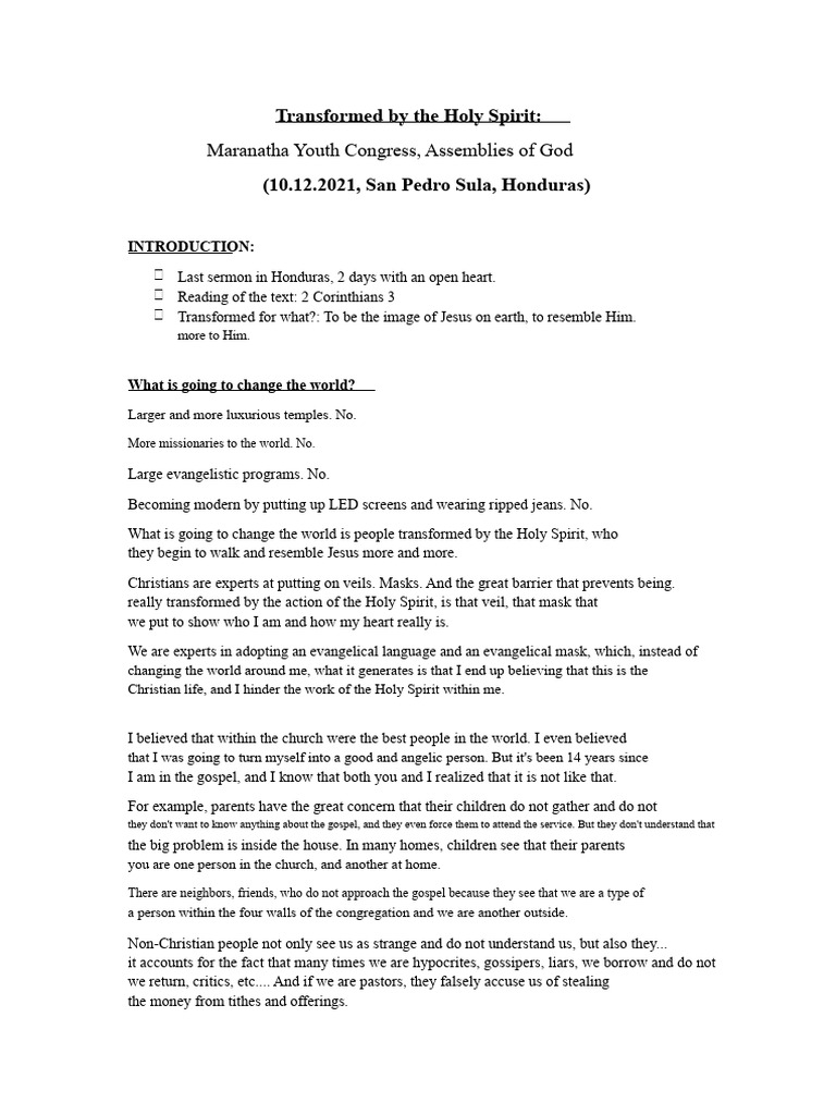 Transforming Lives Through the Holy Spirit | PDF | Ten Commandments | Moses