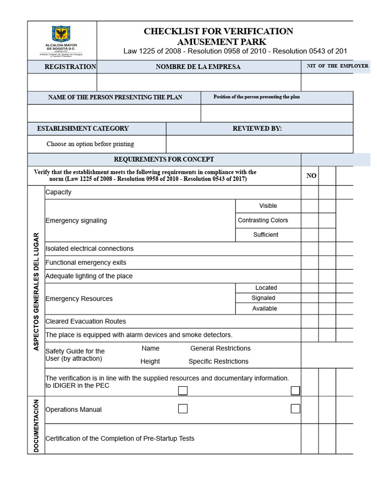 Amusement Park Verification Checklist | PDF | Verification And ...