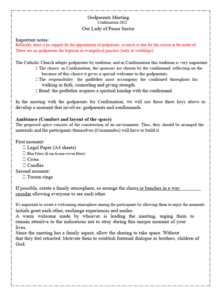 Godparents meeting 2022 | PDF | Godparent | Confirmation