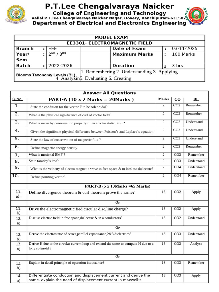 Iat-2 QP Ee3301 | PDF | Waves | Electromagnetic Field