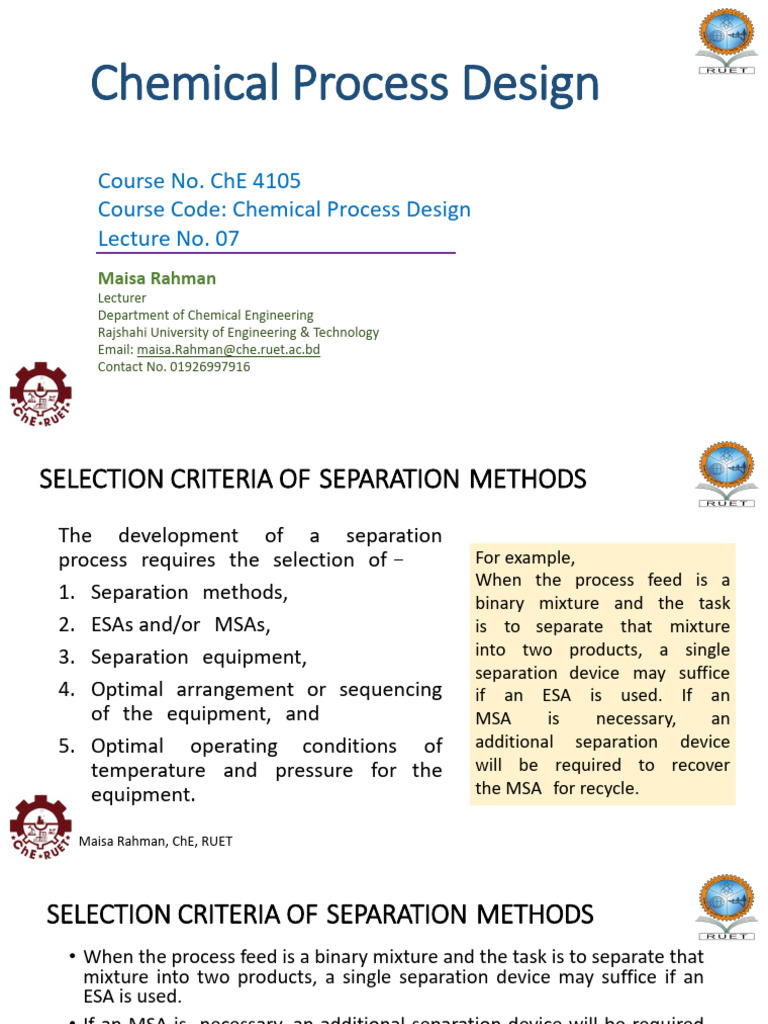 Design Lec 07 | PDF | Distillation | Phase (Matter)
