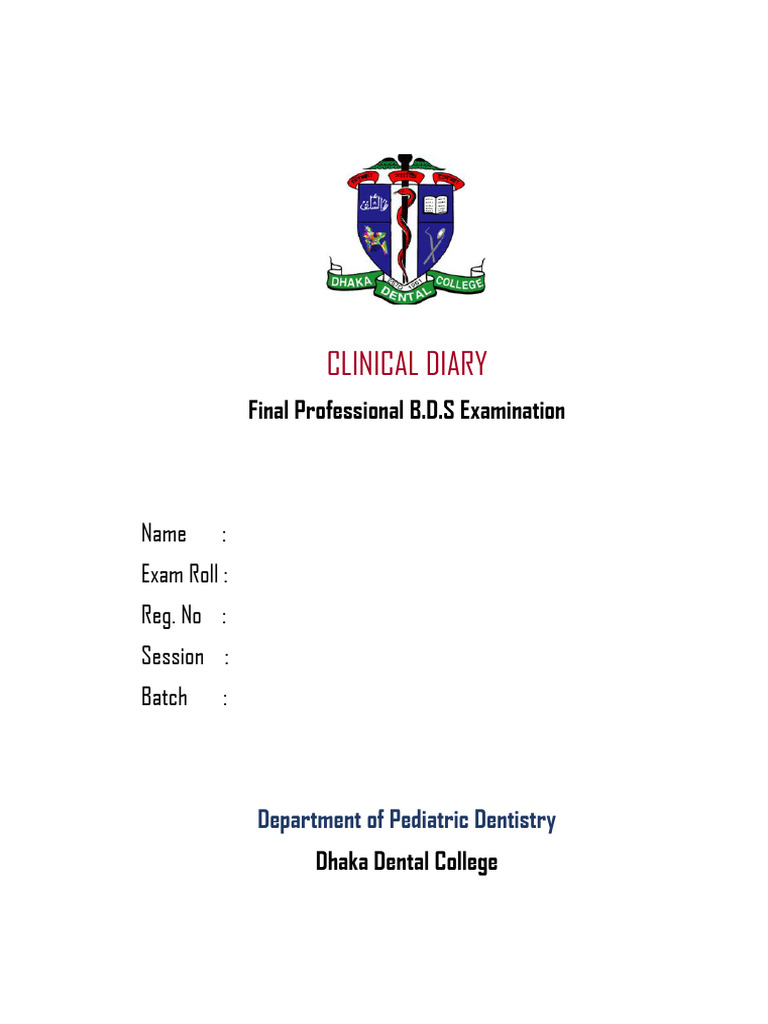 Clinical Diary for B.D.S Examination | PDF