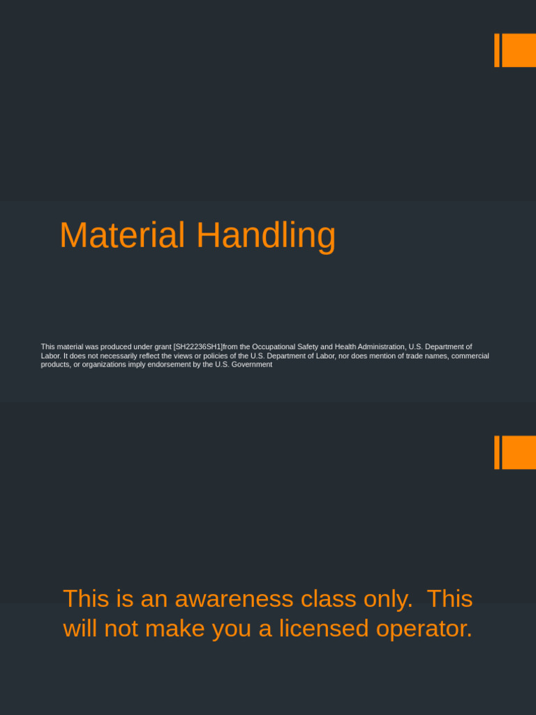 Safe Material Handling Practices | PDF | Forklift | Seat Belt
