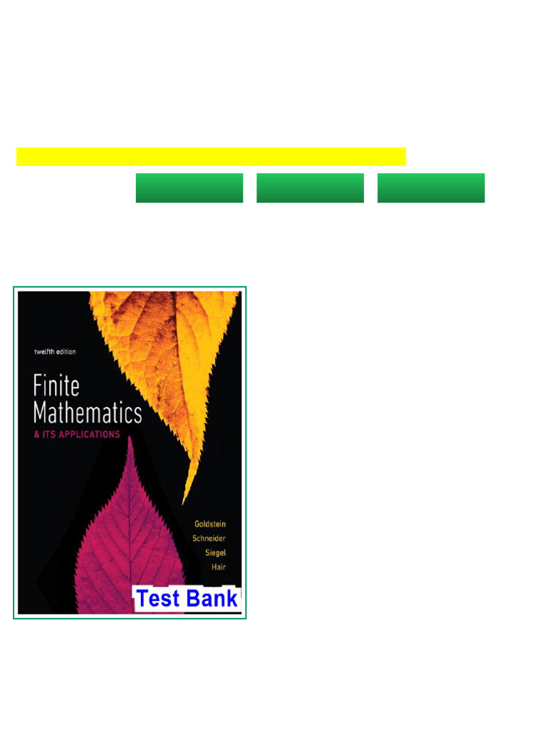 Finite Mathematics and Its Applications 12th Edition Goldstein Test ...