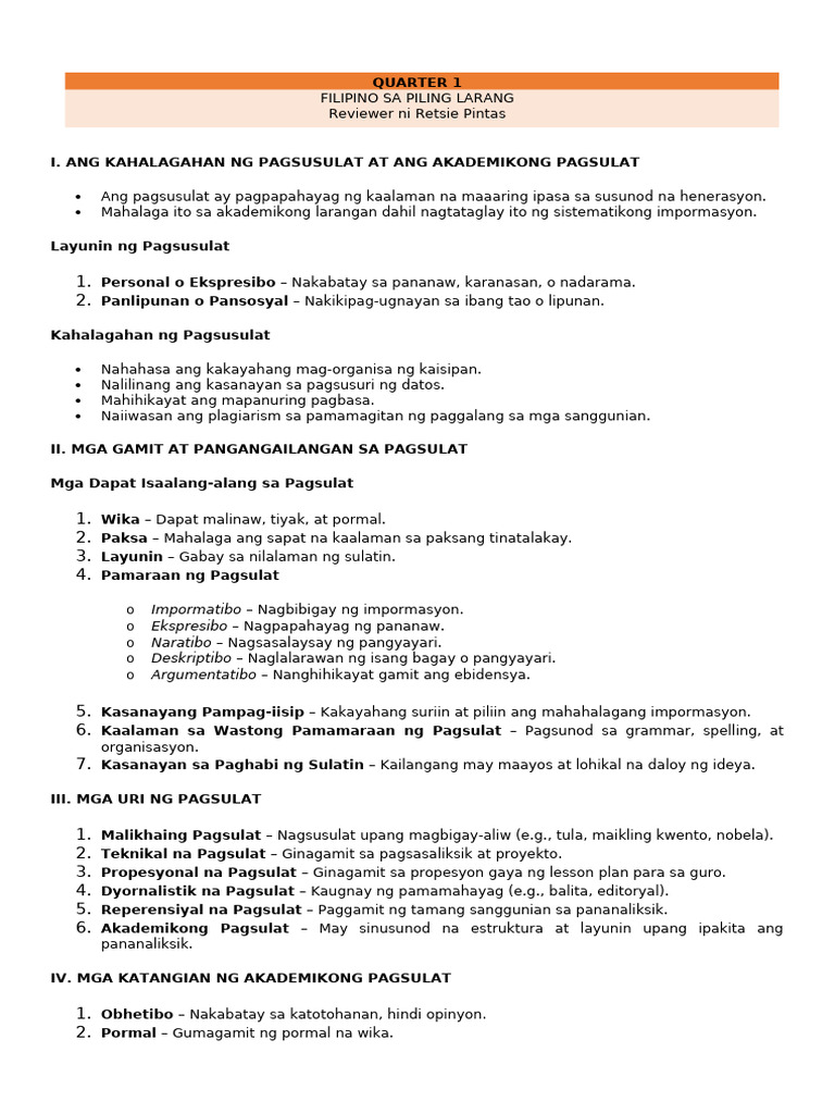 Piling Larang Reviewer | PDF
