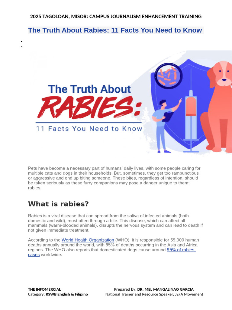 Infomercial | PDF | Rabies | Human Diseases And Disorders