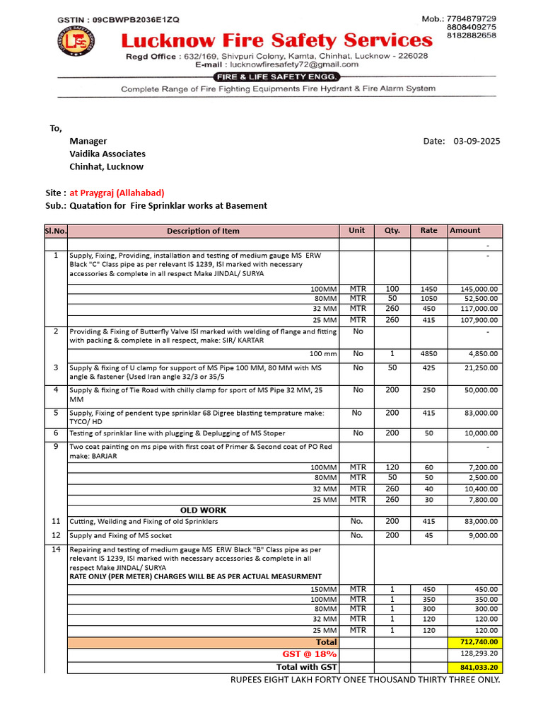 SPRINKLAR Vaidika Associates LFSS | PDF | Pipe (Fluid Conveyance ...