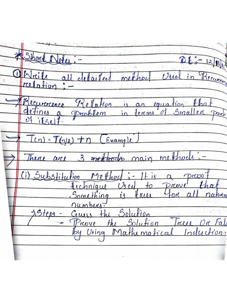 DAA - Recurrence Relation To LCS (Short Notes) | PDF