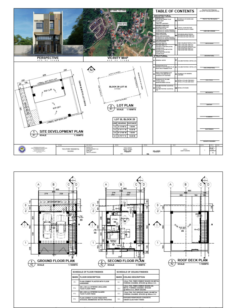 Two-Storey Residential Building Plans | PDF | Architectural Elements ...