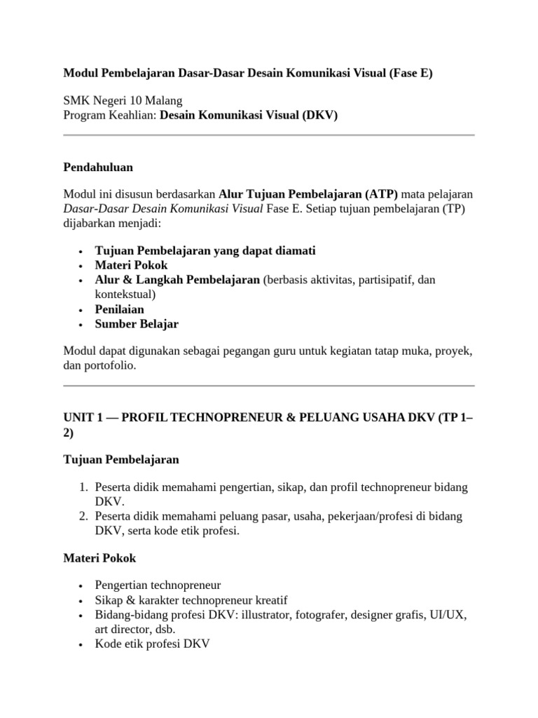 Modul Desain Komunikasi Visual DKV | PDF