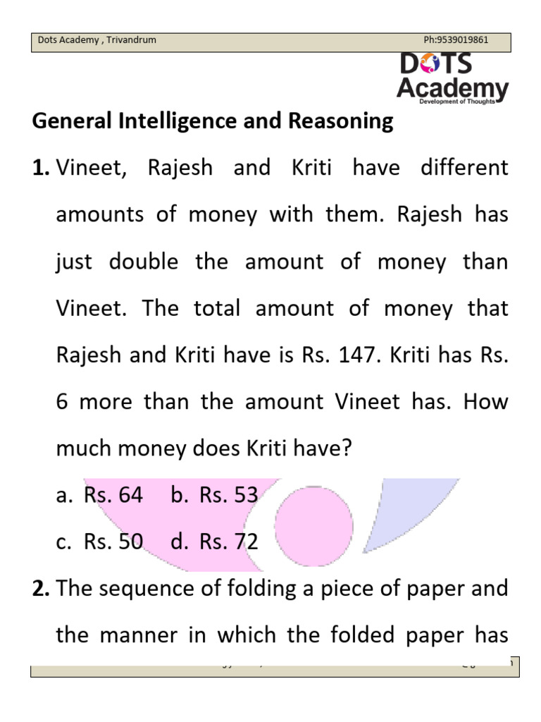 General Intelligence & Reasoning Questions | PDF