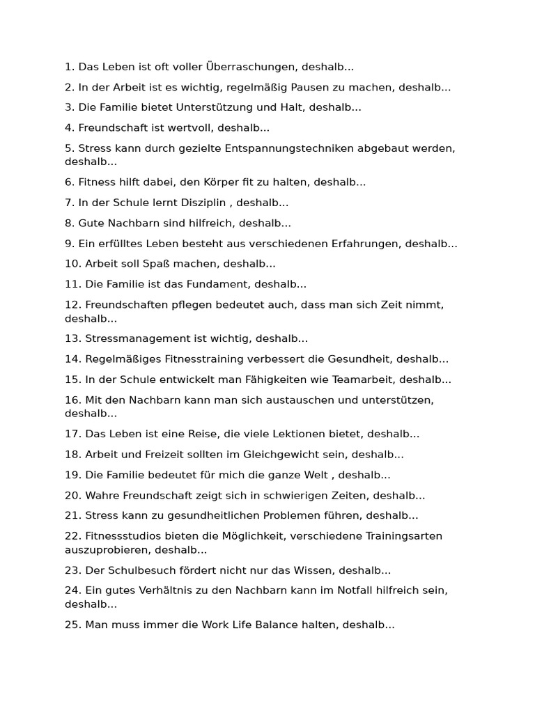 Deshalb, Daher, Darum, Deswegen | PDF