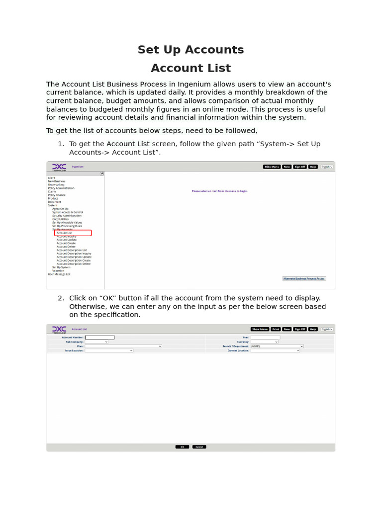 Ingenium Account Management Guide | PDF | Button (Computing) | Computing