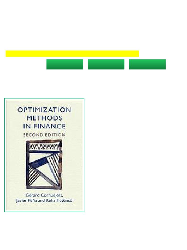 Optimization methods in finance Second Edition Cornuejols sample | PDF ...