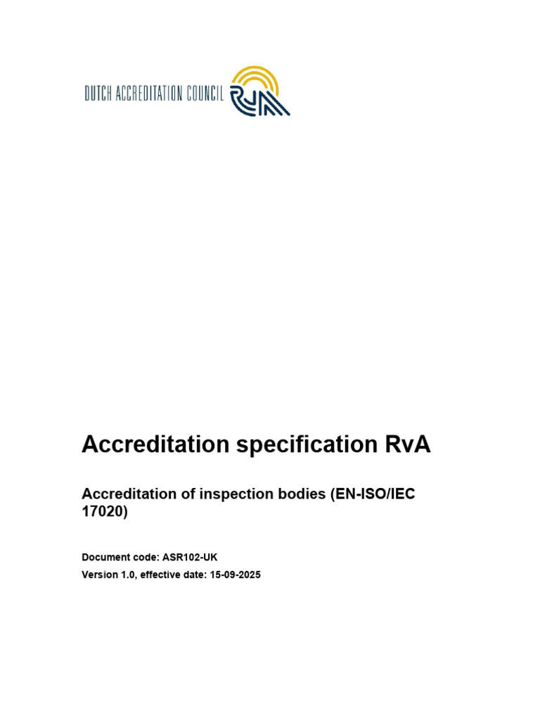 RvA Accreditation Specification EN-ISO/IEC 17020 | PDF
