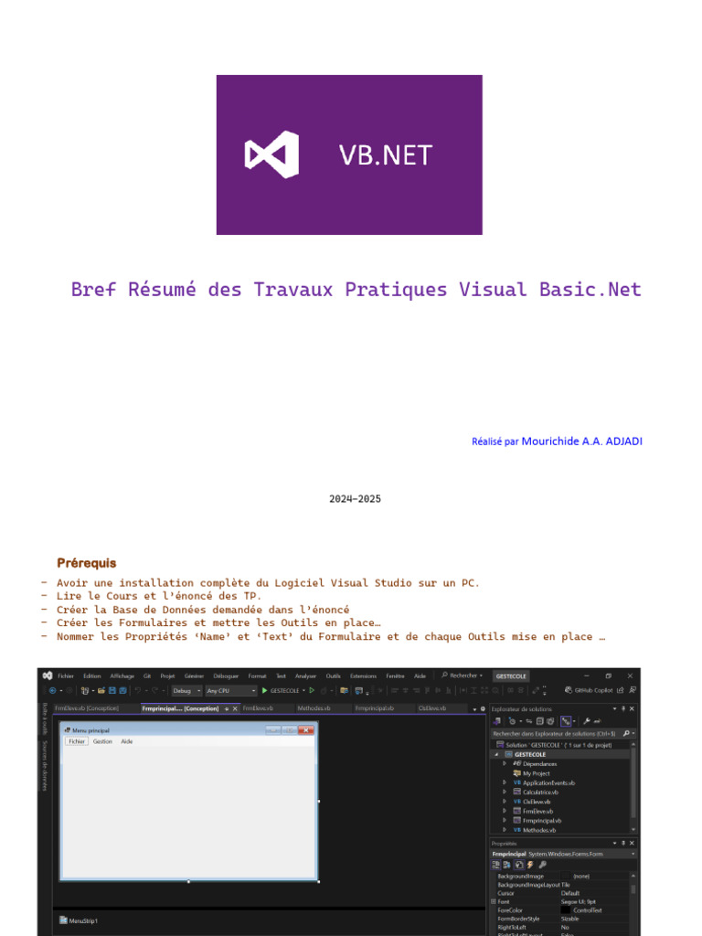 Travaux Pratiques Visual Basic.Net | PDF | Computer Programming ...