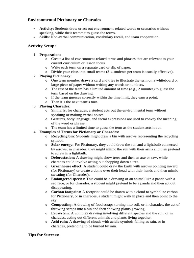 Environment Activities | PDF | Sustainability | Conservation Biology