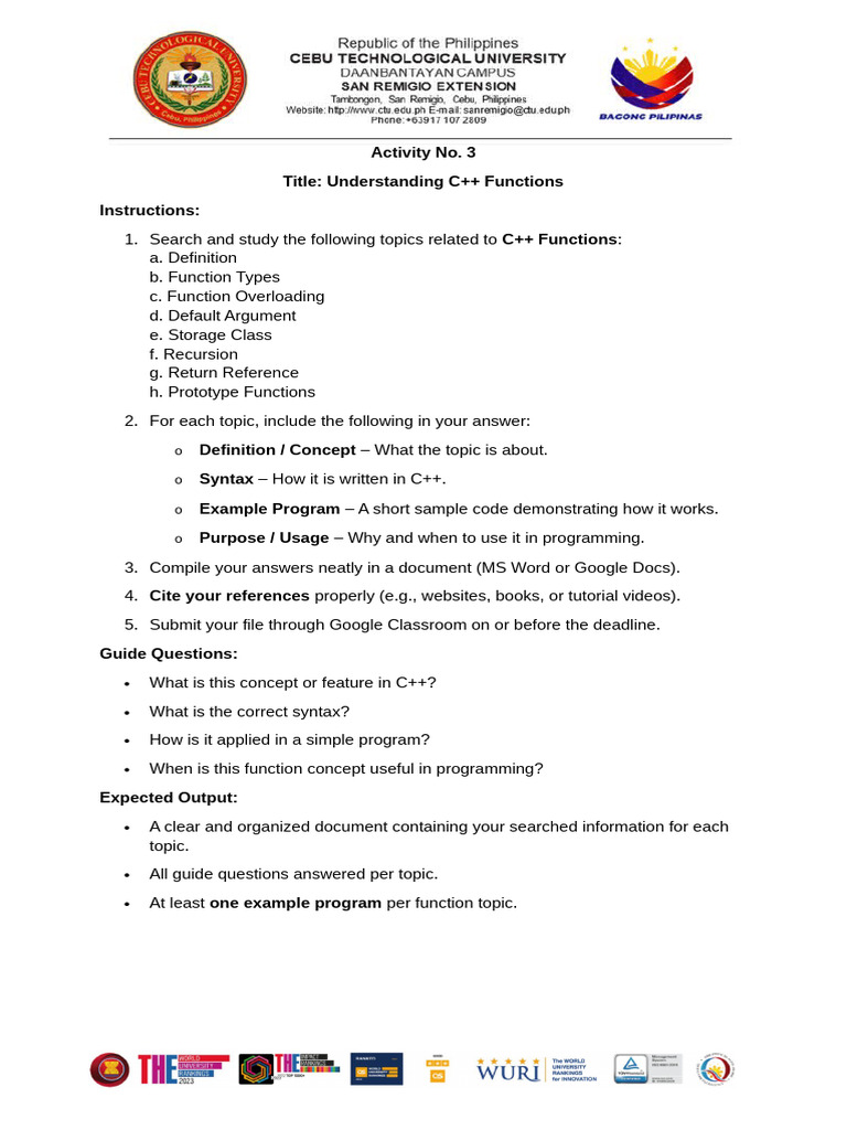 C++ Functions: Types and Usage Guide | PDF