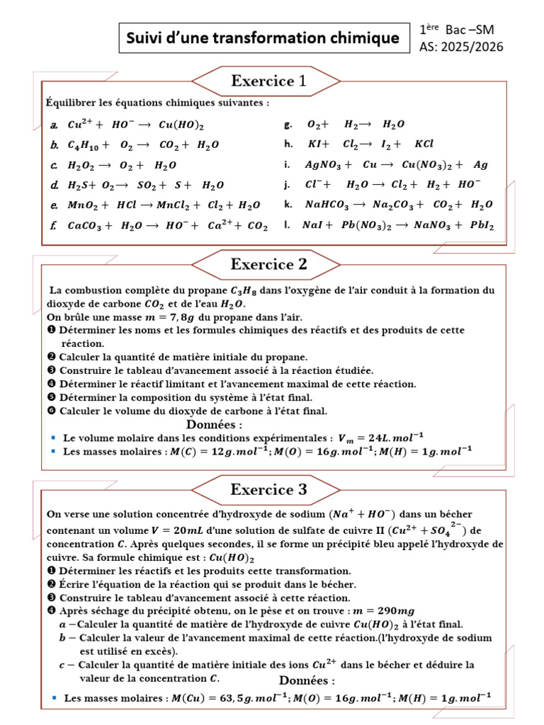 Équilibrage et calculs en chimie | PDF | La combustion | Concentration ...