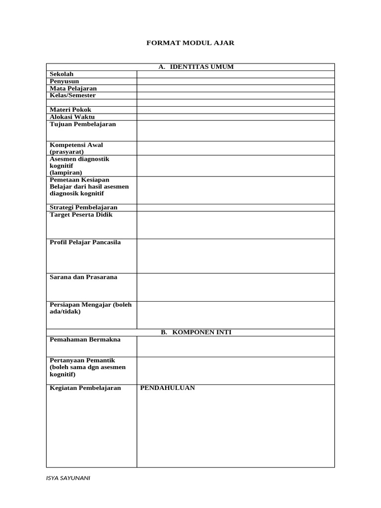 Modul Ajar: Format dan Komponen Utama | PDF