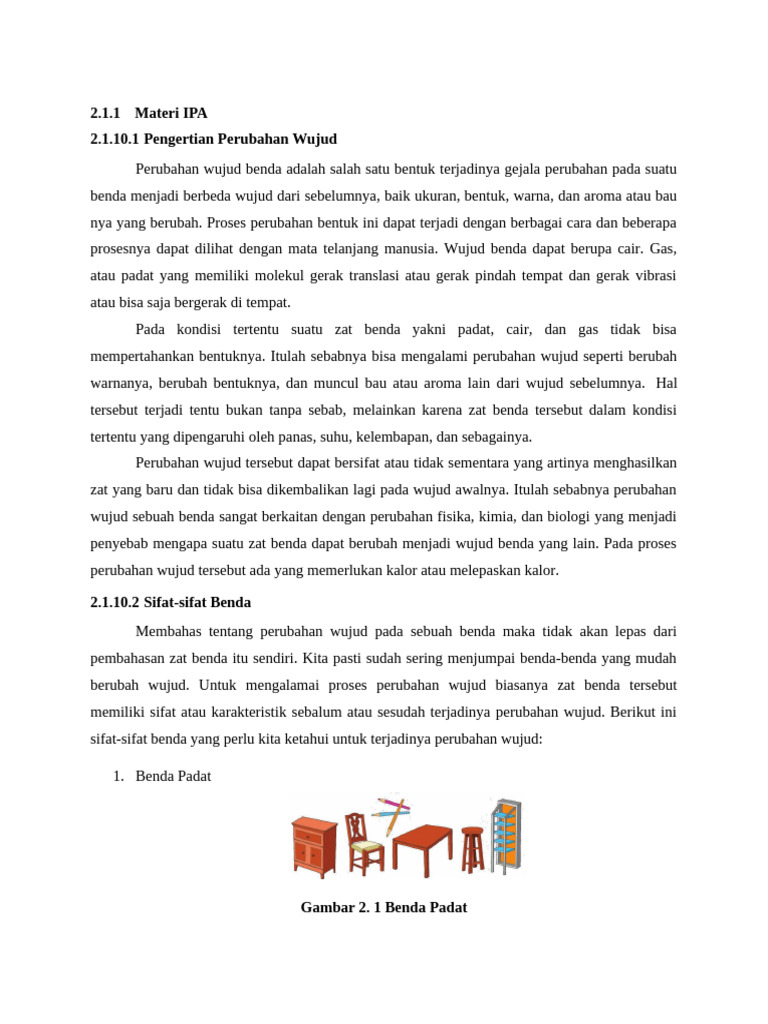 Perubahan Wujud Benda dalam IPA SD | PDF